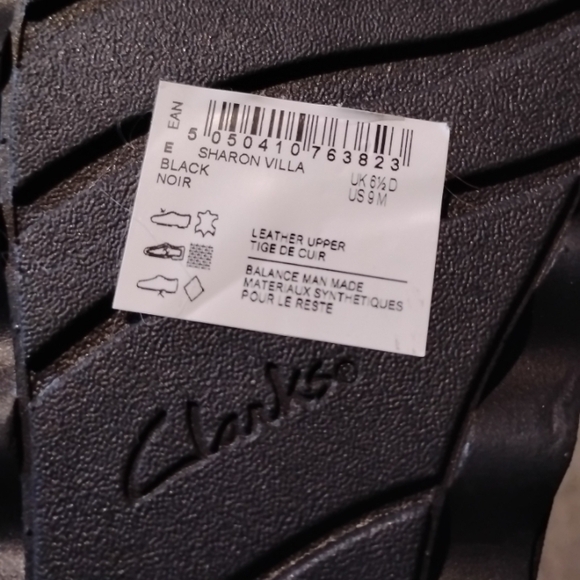 Clarks Black Leather Slip-On Shoes - Picture 3 of 4